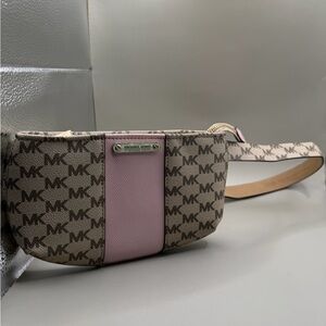 Michael Kors Brown And  Pink Logo Belt Bag L/XL